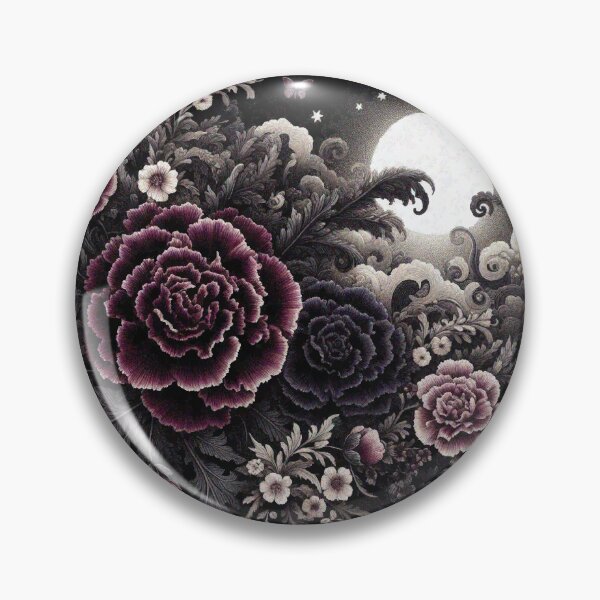 Item preview, Dark Purple and Dark red Carnation Flowers in night garden designed and sold by Illuministique.