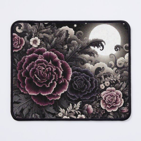Item preview, Dark Purple and Dark red Carnation Flowers in night garden designed and sold by Illuministique.