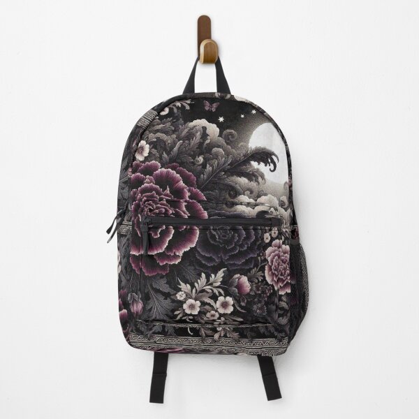 Item preview, Dark Purple and Dark red Carnation Flowers in night garden designed and sold by Illuministique.