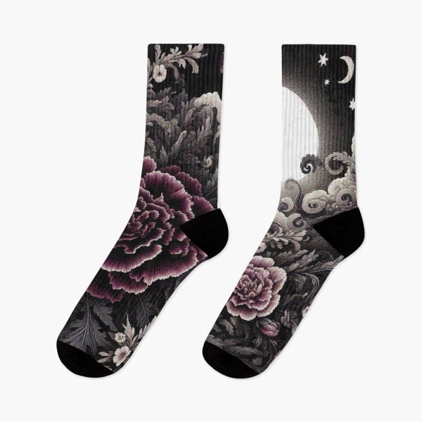 Item preview, Dark Purple and Dark red Carnation Flowers in night garden designed and sold by Illuministique.
