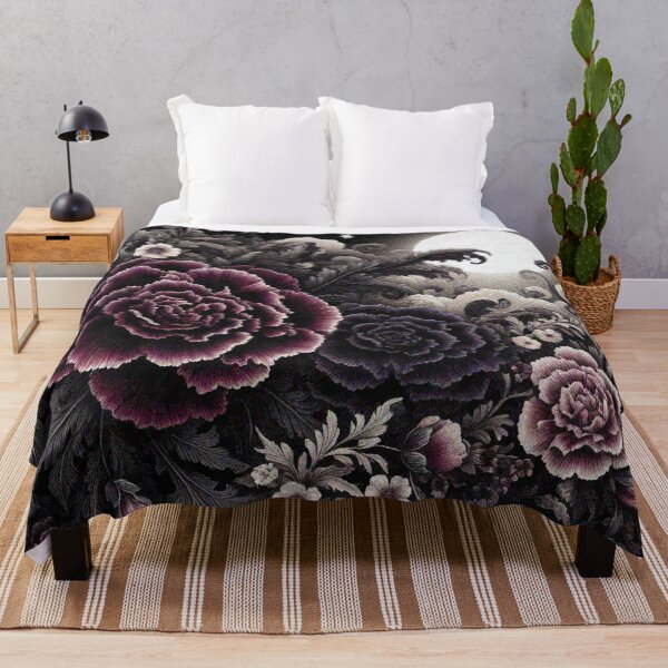 Item preview, Dark Purple and Dark red Carnation Flowers in night garden designed and sold by Illuministique.