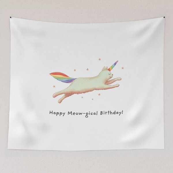 Item preview, Happy Meow-gical Birthday with Unicorn Cat Gift for cat lovers designed and sold by GosiaArtGarden.