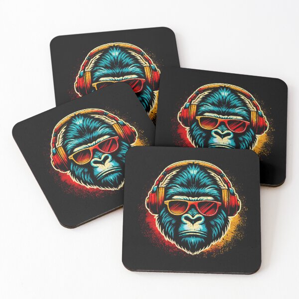 Item preview, Gorilla Wearing Sunglasses & Headphones: Vintage Distressed Monkey Art for Nature Lovers designed and sold by JUSTBEELEGANT.