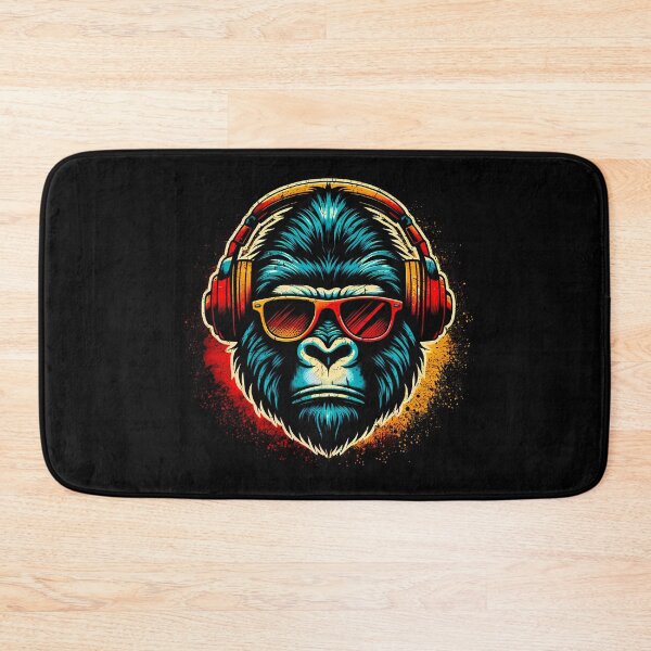 Item preview, Gorilla Wearing Sunglasses & Headphones: Vintage Distressed Monkey Art for Nature Lovers designed and sold by JUSTBEELEGANT.