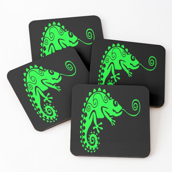 Item preview, Cute Bright Green Chameleon Cut Out Style Illustration  designed and sold by taiche.