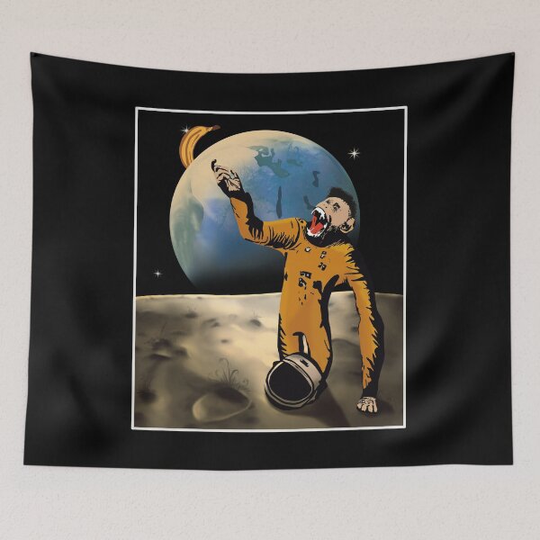 Aperçu de l'œuvre Astronaute chimpanzé sur la lune et la banane créée et vendue par gardentree.