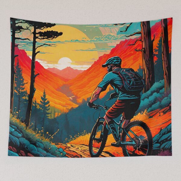 Item preview, Sunset Shredder: MTB Rider in the Forest” designed and sold by GrizzlyCollective.