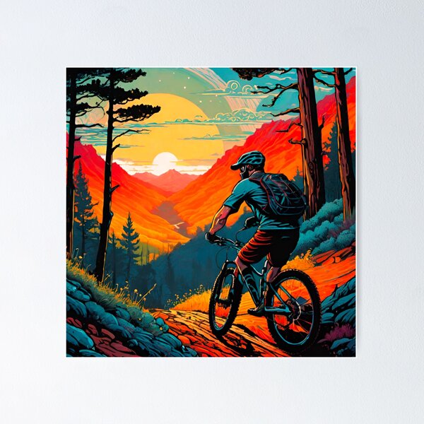 Item preview, Sunset Shredder: MTB Rider in the Forest” designed and sold by GrizzlyCompany.