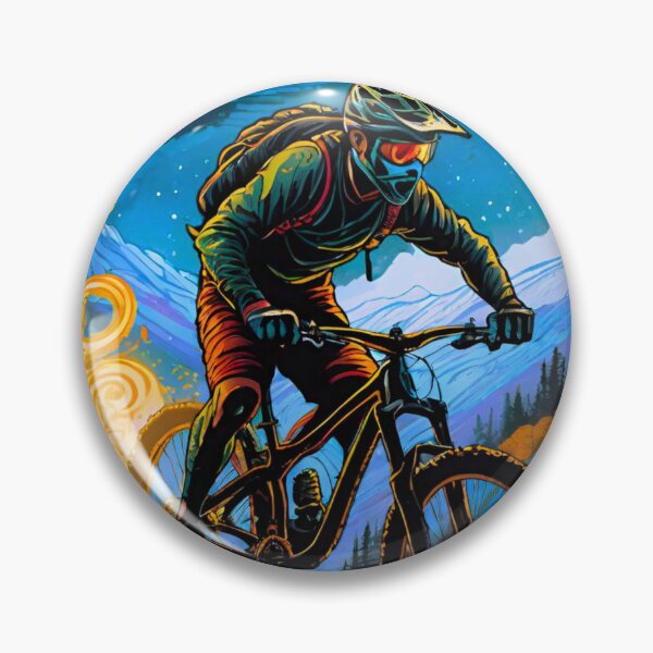 Item preview, Nighttime Sender: MTB Rider Conquering Rugged Terrain designed and sold by GrizzlyCollective.