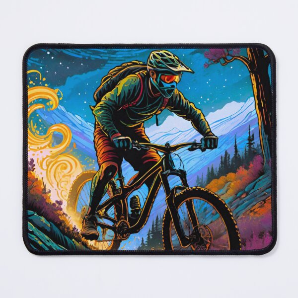 Item preview, Nighttime Sender: MTB Rider Conquering Rugged Terrain designed and sold by GrizzlyCollective.