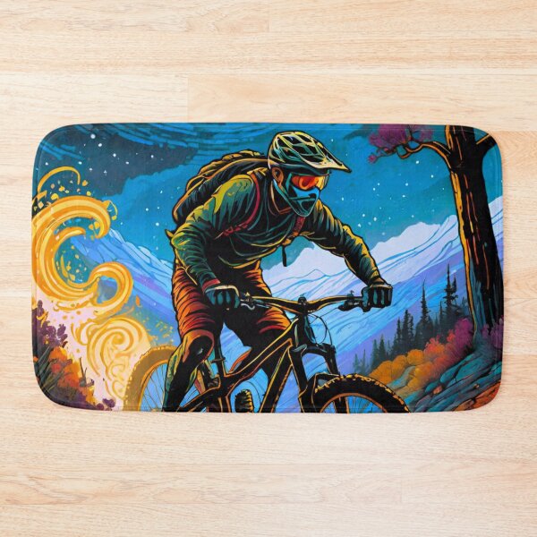 Item preview, Nighttime Sender: MTB Rider Conquering Rugged Terrain designed and sold by GrizzlyCollective.