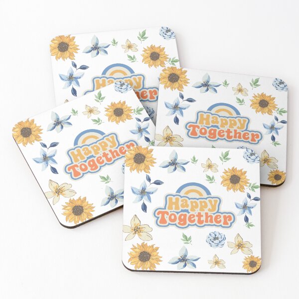 Item preview, flowers, celebration, happy together, sunflowers, blue flowers, watercolor, floral design, rainbow, greeting, cheerful designed and sold by EmpressKorea.