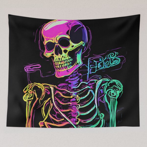 Item preview, Skeleton Creepy neon Skull  designed and sold by CyberArtistOne.