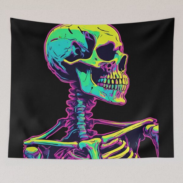 Item preview, Skeleton Creepy neon Skull  designed and sold by CyberArtistOne.