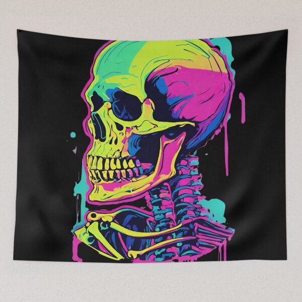 Item preview, Skeleton Creepy neon Skull  designed and sold by CyberArtistOne.