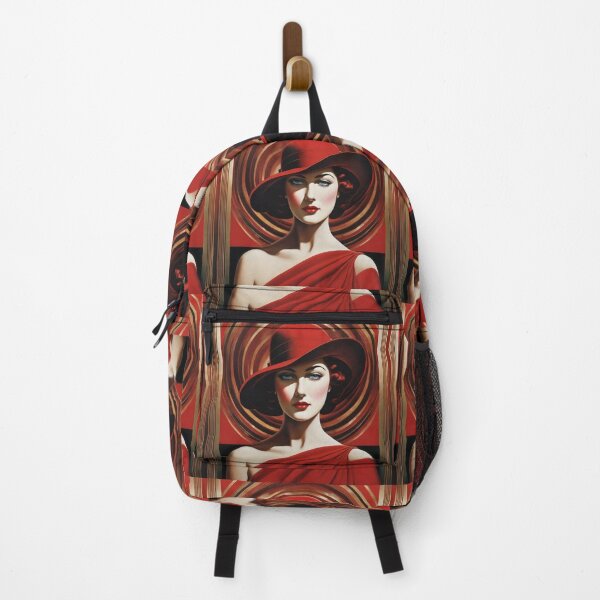 Item preview, Woman red hat art deco designed and sold by tatty58.
