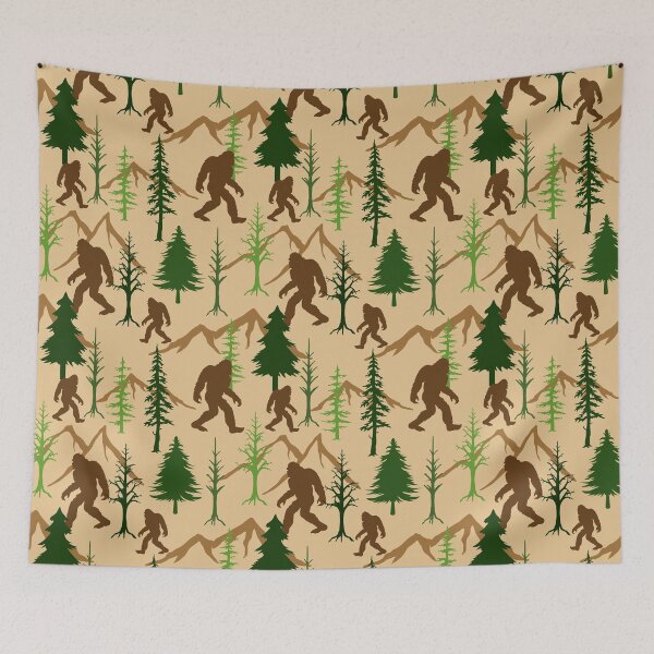 Item preview, Bigfoot Hiding in Forest Trees Pattern designed and sold by HotHibiscus.