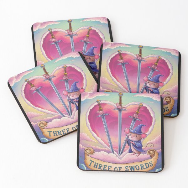 Item preview, Tarot Card - Three of Swords. mouse theme, mouse lover, cute mouse designed and sold by ZodiacWonders.