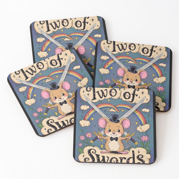 Item preview, Tarot Card - Two of Swords. mouse theme, mouse lover, cute mouse designed and sold by ZodiacWonders.