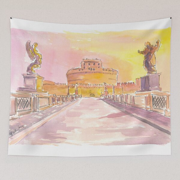 Item preview, Castel Sant'Angelo with Aelian Bridge and Sunrise over Rome designed and sold by artshop77.