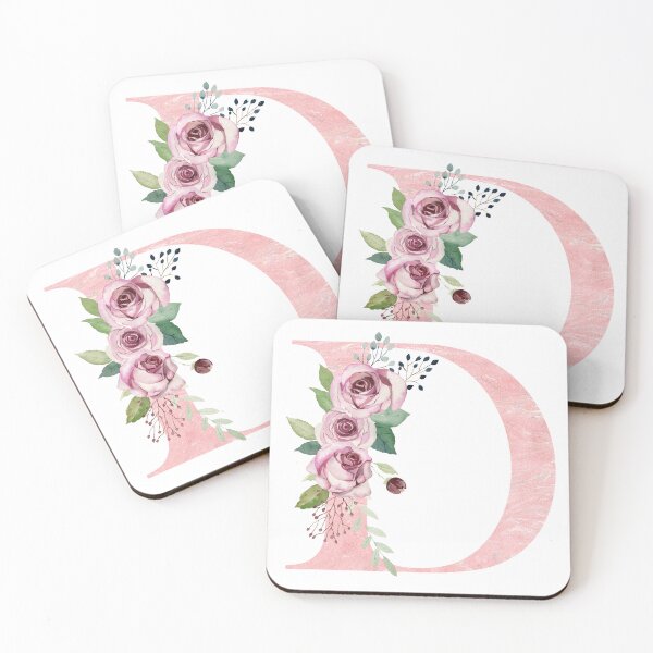Item preview, Letter D with watercolor pink roses. designed and sold by tapilipa.