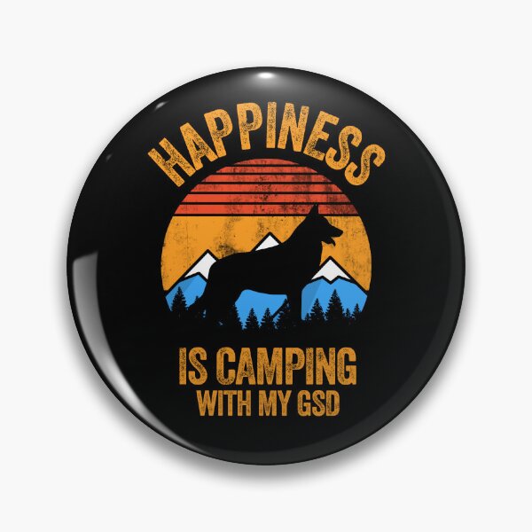 Item preview, Retro Distressed Happiness Is Camping With My GSD designed and sold by Guarddogdrive.