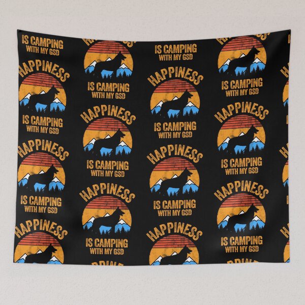 Item preview, Retro Distressed Happiness Is Camping With My GSD designed and sold by Guarddogdrive.