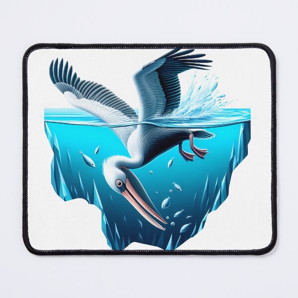 Item preview, Pelican diving into crystal-clear waters, hunting for fish beneath the surface. designed and sold by creativekrish.