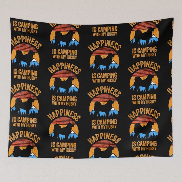 Item preview, Vintage Distressed Happiness Is Camping With My Husky designed and sold by Guarddogdrive.