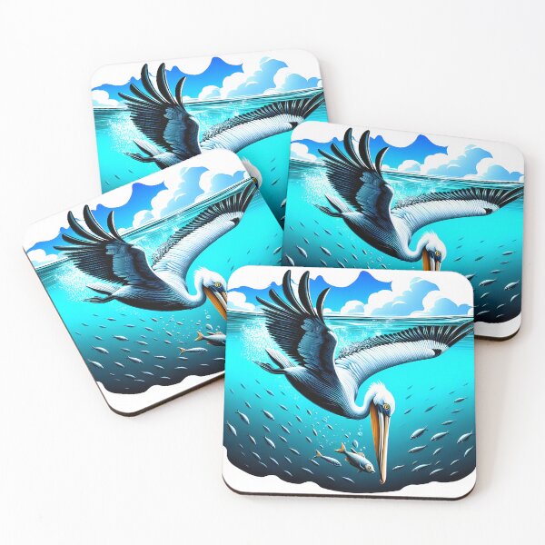 Item preview, Pelican diving into crystal -clear waters, hunting for fish beneath water designed and sold by creativekrish.