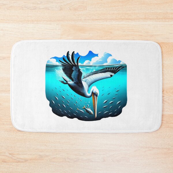 Item preview, Pelican diving into crystal -clear waters, hunting for fish beneath water designed and sold by creativekrish.