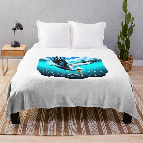 Item preview, Pelican diving into crystal -clear waters, hunting for fish beneath water designed and sold by creativekrish.