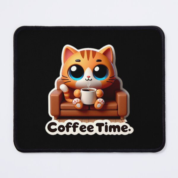 Item preview, sweet cat coffee time designed and sold by Sticker-Crafts.