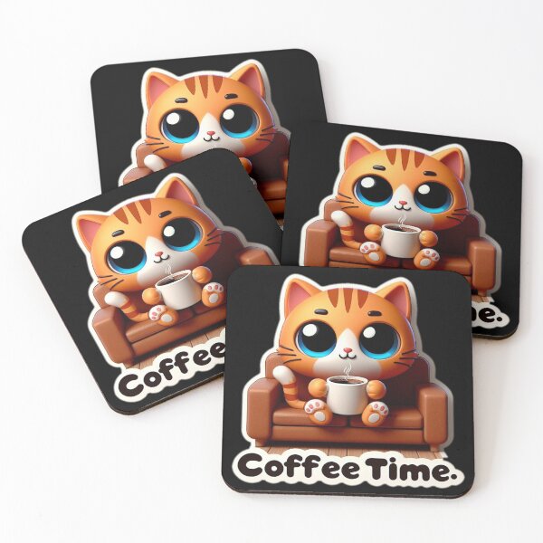 Item preview, sweet cat coffee time designed and sold by Sticker-Crafts.