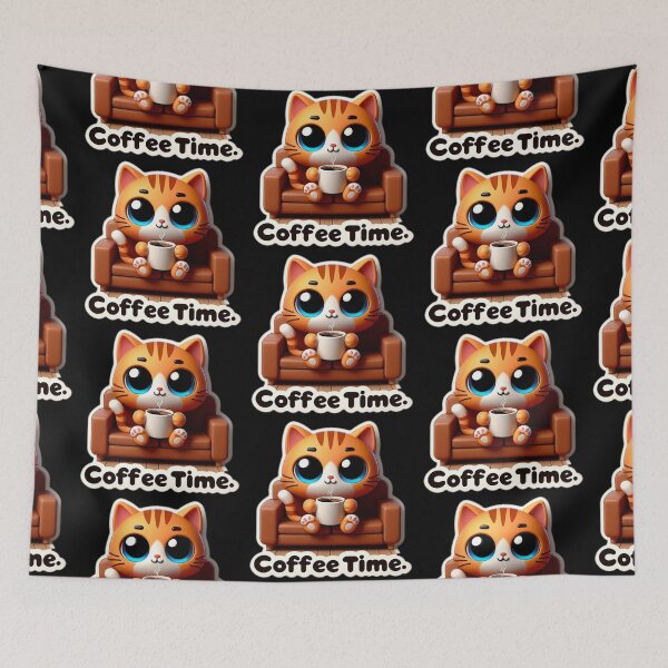 Item preview, sweet cat coffee time designed and sold by Sticker-Crafts.