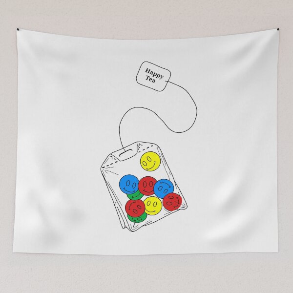 Item preview, Colorful Happy faces, Tea Bag | Minimalistic Style Tattoo Design Line Art Illustration Culture  designed and sold by bymtsef.