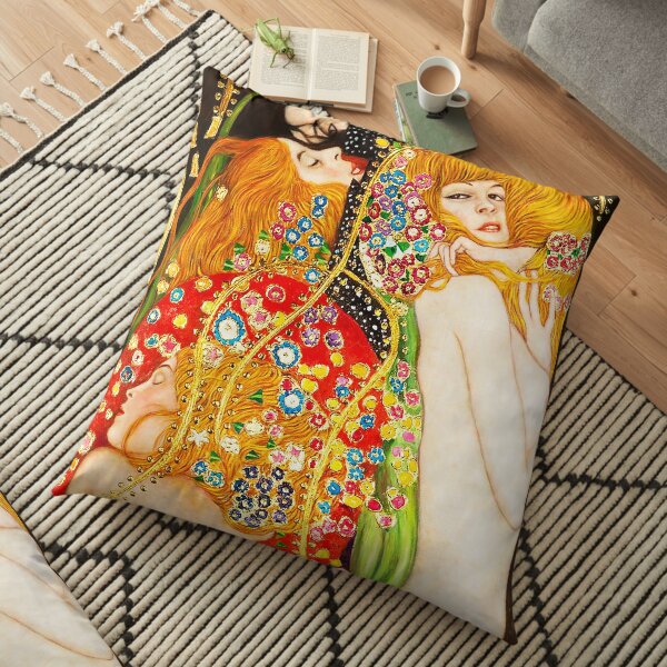 HD Water Snakes II, de Gustav Klimt 1907 HAUTE DÉFINITION Coussin de sol