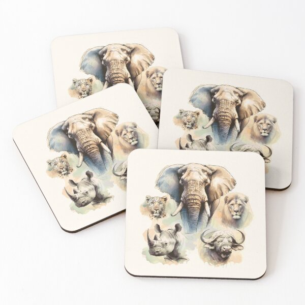 Item preview, Big Five Africa Wildlife in Watercolor Line and Wash designed and sold by Scotch Macaskill.
