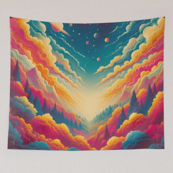 Item preview, dreamy forest clorful nature peaceful abstract sky and universe art designed and sold by scabsecrete.