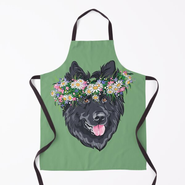 Item preview, Vector fashion Belgian Shepherd Dog, Groenendael breed in wildflowers wreath designed and sold by kavalenkavart.