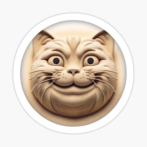 Cat Face Sand Sculpture Sticker