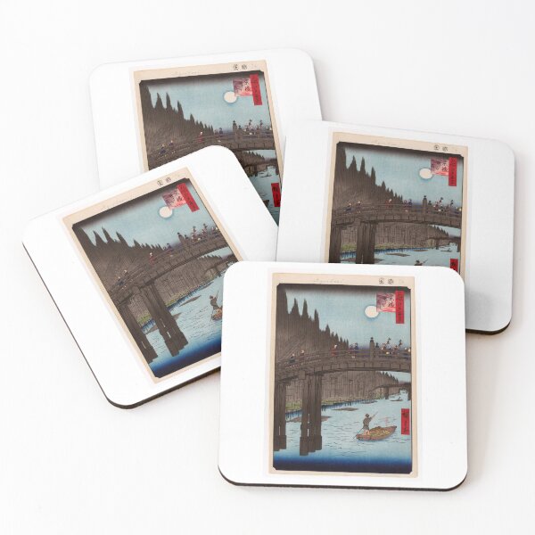 Item preview, Bamboo Yards, Kyobashi Bridge, No. 76  One Hundred Famous Views of Edo Utagawa Hiroshige  | Japanese Ukiyo-e  Woodblock prints by Utagawa Hiroshige. designed and sold by TeeARTHY.