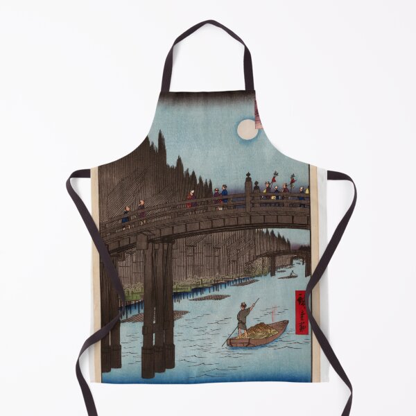 Item preview, Bamboo Yards, Kyobashi Bridge, No. 76 One Hundred Famous Views of Edo Utagawa Hiroshige | Japanese Ukiyo-e Woodblock prints by Utagawa Hiroshige. designed and sold by TeeARTHY.