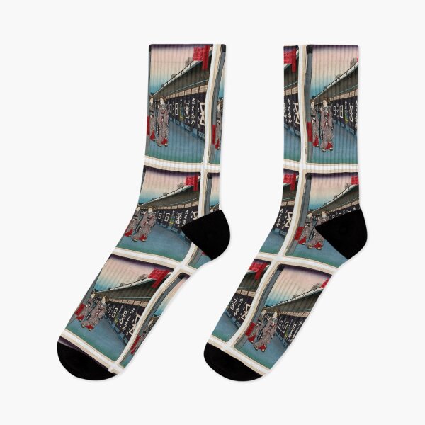 Item preview, Cotton-Goods Lane, Odenma-cho, No. 7 in One Hundred Famous Views of Edo Utagawa Hiroshige  | Japanese Ukiyo-e  Woodblock prints by Utagawa Hiroshige. designed and sold by TeeARTHY.