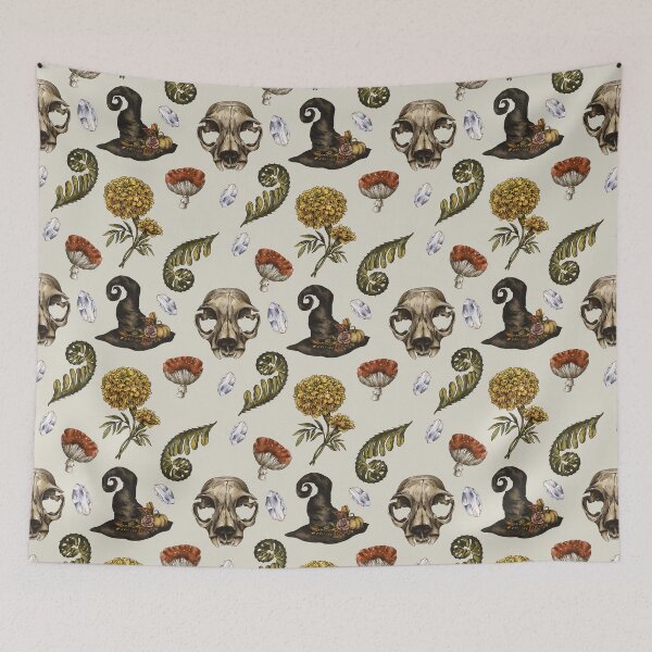 Item preview, Hocus-pocus Witchcraft watercolor pattern designed and sold by MonochromeEcho.