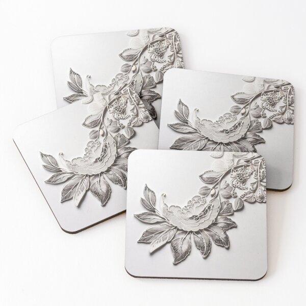 Item preview, Silver Serenity: A Unique Beautiful Floral Lace Design designed and sold by roon-ai.
