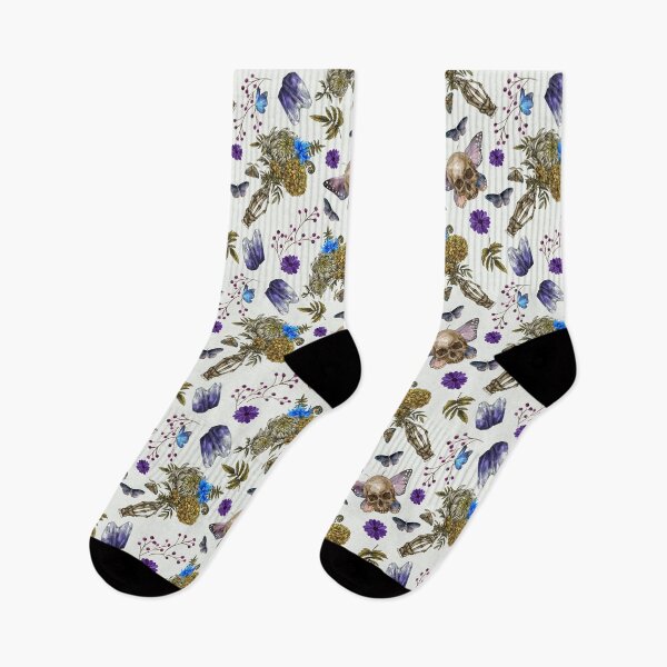 Item preview, Hocus-pocus skull moth Witchcraft watercolor pattern designed and sold by MonochromeEcho.