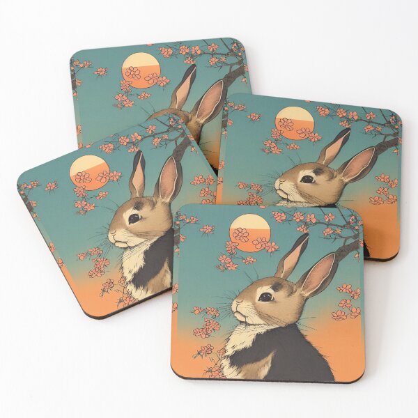 Item preview, Beautiful Sunset American Dutch Bunny in Spring Cherry Blossom Season Japanese Vibes designed and sold by wigobun.