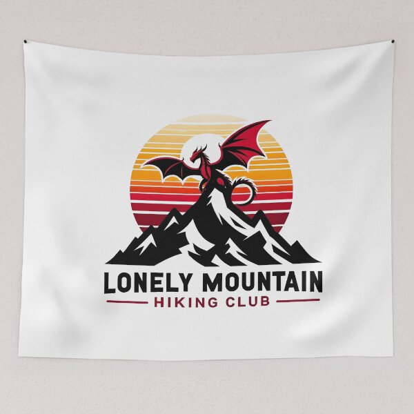 Item preview, Lonely Mountain Hiking Club - Dragon by Sunset - Fantasy designed and sold by Fenay Designs.