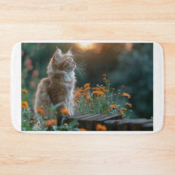 Item preview, A Captivating Emerald Cat Amongst Blossoms: A Moment of Radiant Tranquility designed and sold by Shirtastically.
